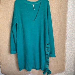 Free People Sweater Heart It Lace Up Long Tunic